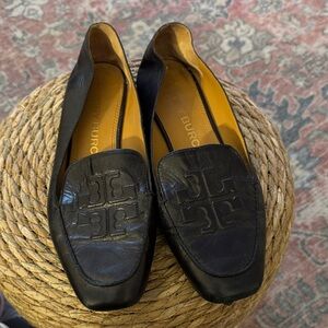 Tory Burch Black Embossed Loafers